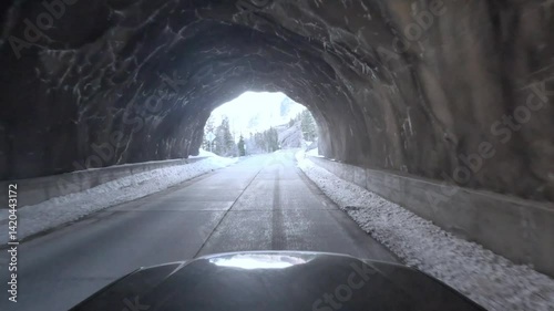POV road trip along the Million Dollar Highway in winter through Colorado mountains 