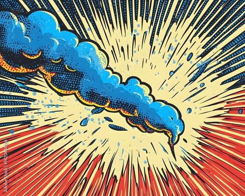 Comic abstract pop art background featuring a thunder illustration