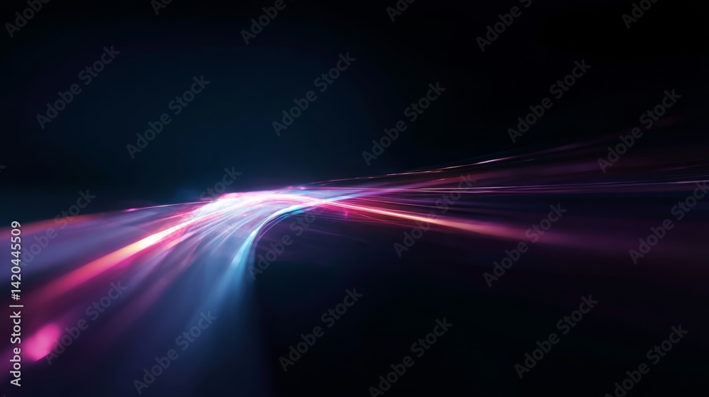 light streak, fiber optic, speed line, futuristic background for 5g or 6g technology wireless data transmission, high-speed internet in abstract