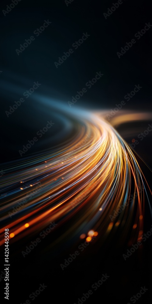 light streak, fiber optic, speed line, futuristic background for 5g or 6g technology wireless data transmission, high-speed internet in abstract