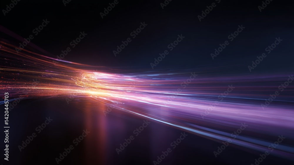 light streak, fiber optic, speed line, futuristic background for 5g or 6g technology wireless data transmission, high-speed internet in abstract