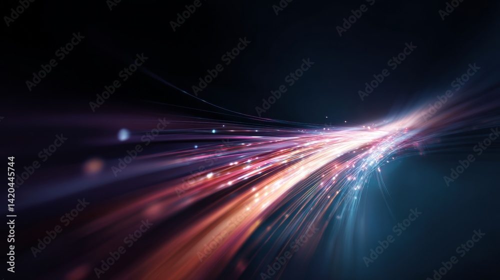 light streak, fiber optic, speed line, futuristic background for 5g or 6g technology wireless data transmission, high-speed internet in abstract