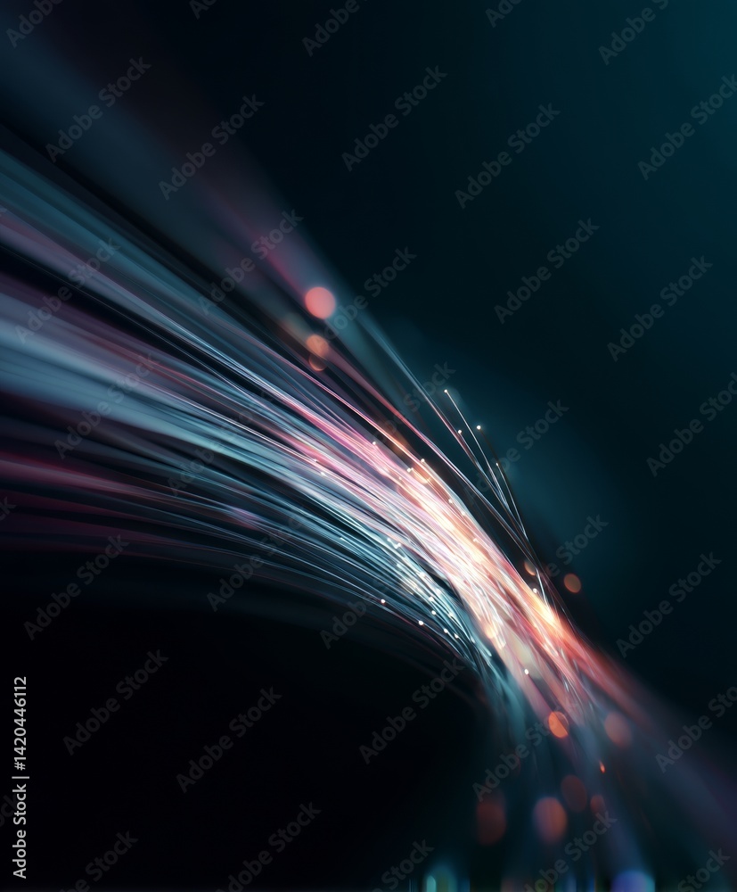 light streak, fiber optic, speed line, futuristic background for 5g or 6g technology wireless data transmission, high-speed internet in abstract