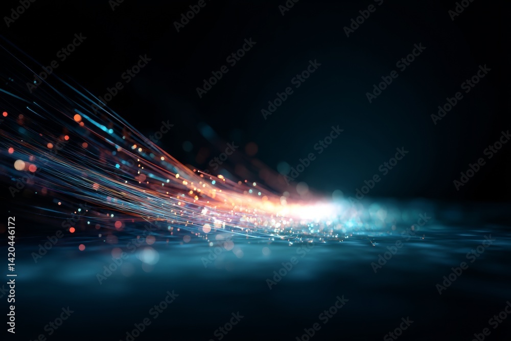 light streak, fiber optic, speed line, futuristic background for 5g or 6g technology wireless data transmission, high-speed internet in abstract