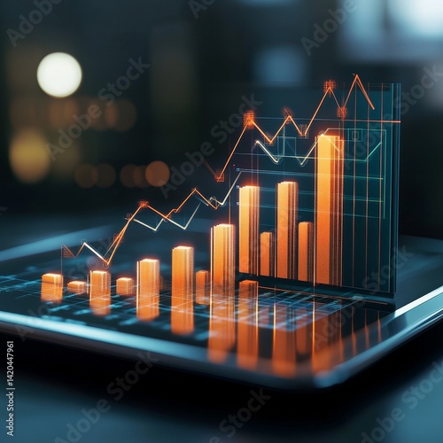 Business graph on the laptop screen, stock market concept, business background