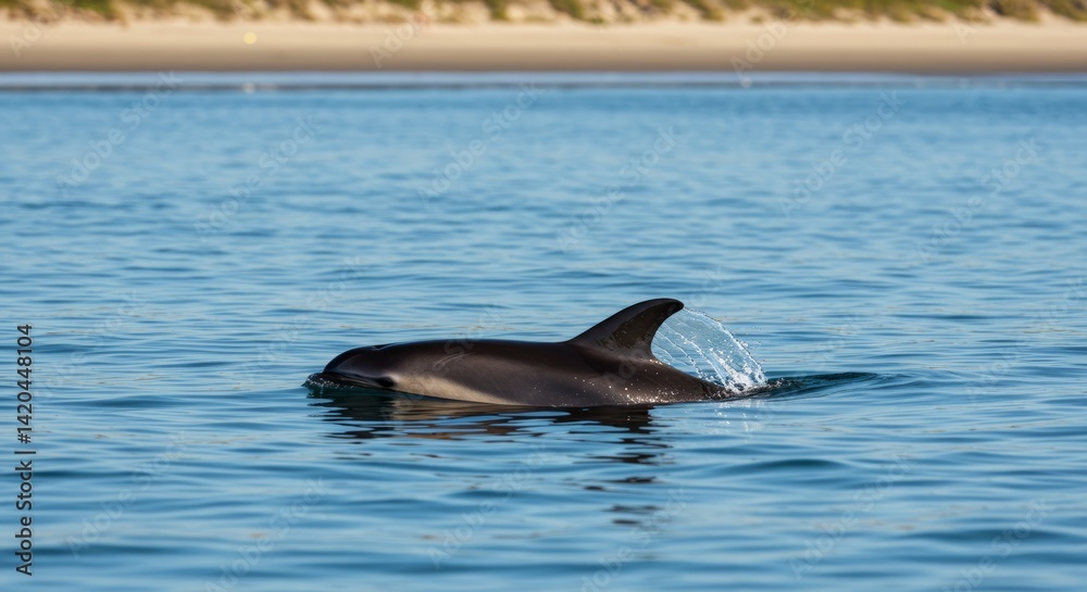 Obraz premium Pacific white sided dolphin swimming in turquoise ocean waters