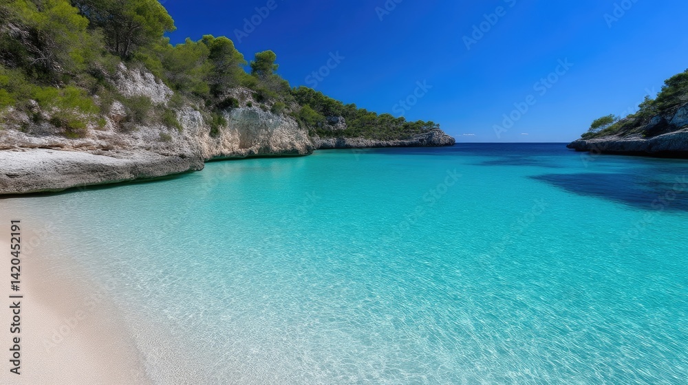Fototapeta premium Pristine beach cove with turquoise water