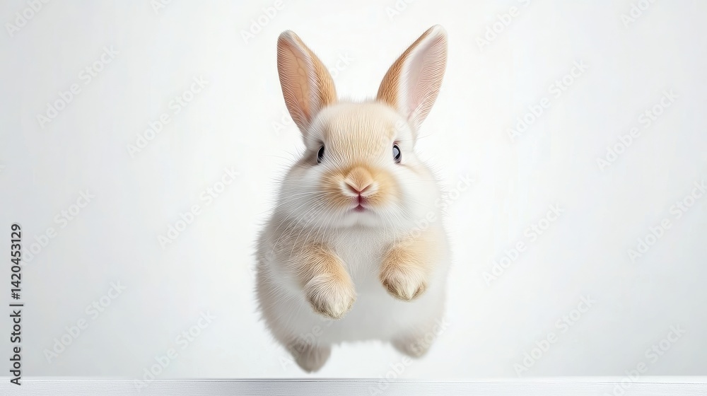 Fototapeta premium Cute baby bunny in mid-air