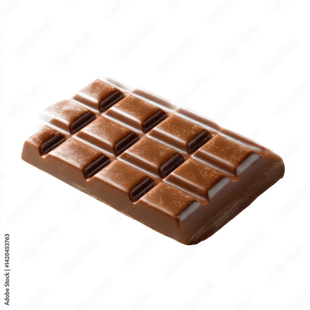 A milk chocolate bar, isolated on a clean white background