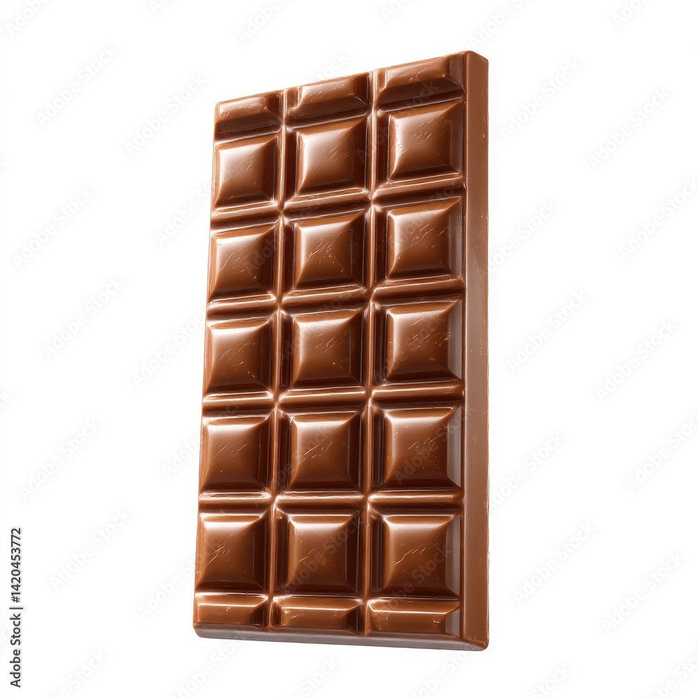 A milk chocolate bar, isolated on a clean white background A milk chocolate bar, isolated on a clean white background