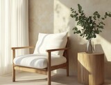 Modern armchair, sunlight, calm