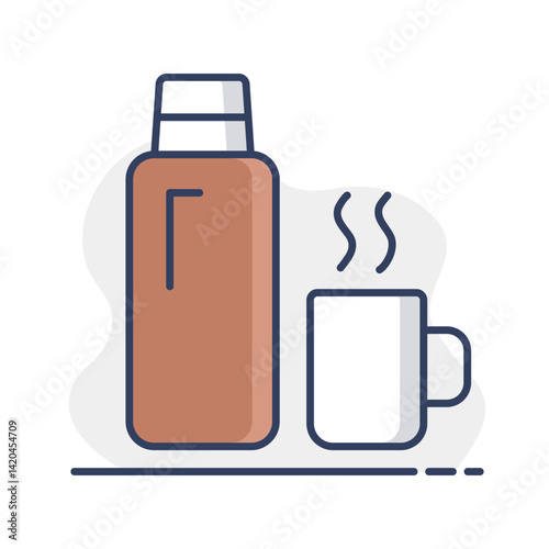 Thermos bottle vector isolated icon. Camping sign