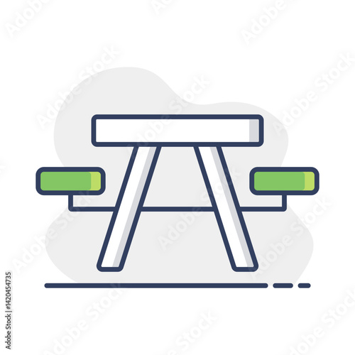 Camping table wooden park bench vector icon