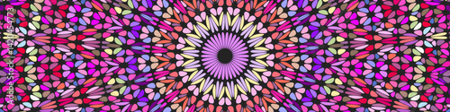 Dynamic colorful psychedelic round ornament mandala background - hypnotic floral vector design with curved stones