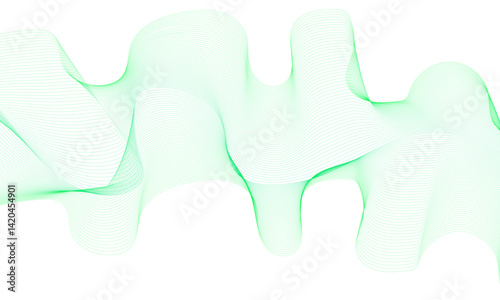 Abstract green wave design on a white background