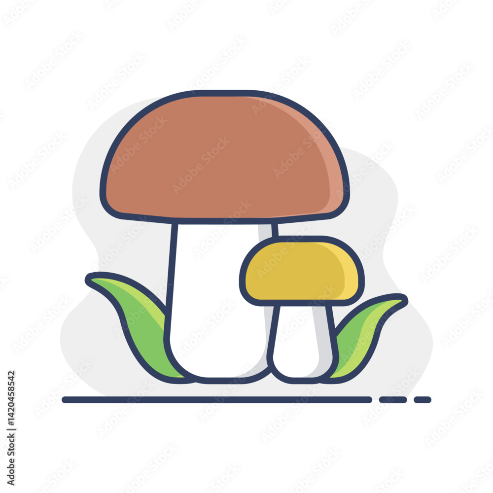 Forest mushrooms with a green grass vector icon Forest mushrooms with a green grass vector icon