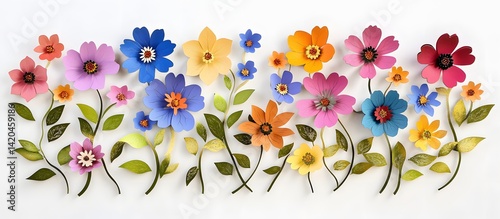 Set of colorful flower wall panels, cut out , imbued with refined subtlety