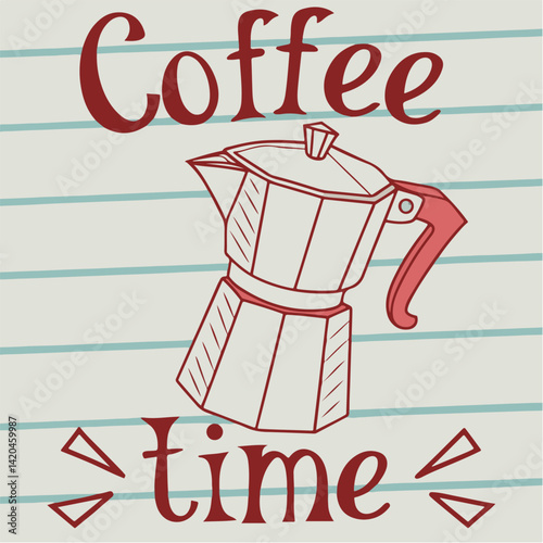 Coffee Time SVG – Cute Retro Coffee Maker Illustration for Kitchen Decor, Sublimation, Mugs, and Digital Prints