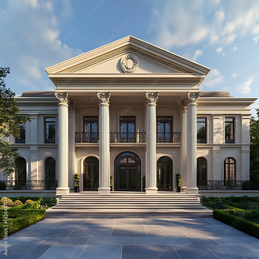 Obraz premium Corridor view with elegant golden details and harmony high resolution picture