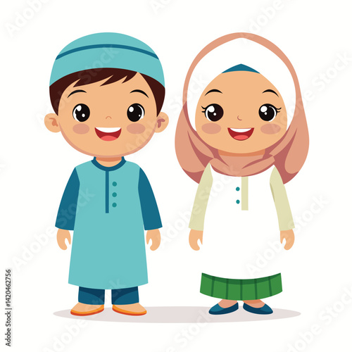 Smiling children in traditional attire