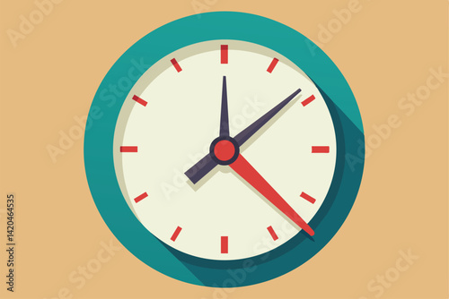 A vibrant clock shows the time clearly with distinct hands and markers, emphasizing punctuality, Work on time