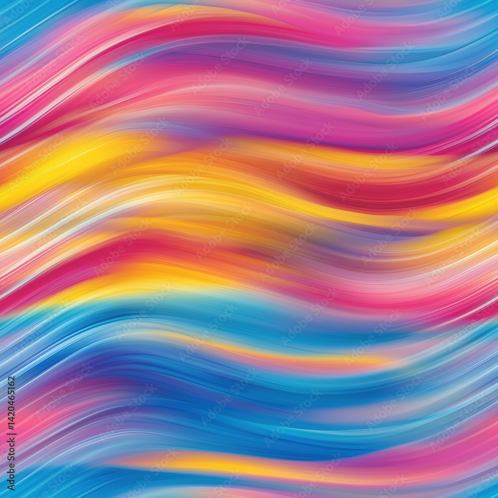 Seamless vibrant abstract background featuring flowing waves of colors including pink, orange, yellow, and blue, creating a dynamic and energetic feel. Seamless vibrant abstract background featuring flowing waves of colors including pink, orange, yellow, and blue, creating a dynamic and energetic feel.