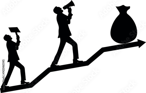 silhouette of a man with go to success