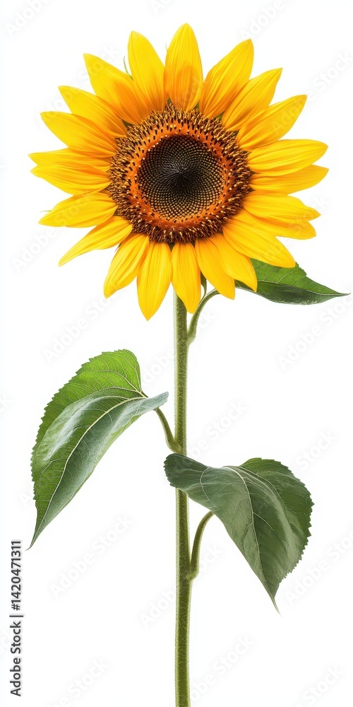 Fototapeta premium Vibrant Isolated Sunflower Against a Soft Background, Capturing the Beauty of Nature and Agriculture