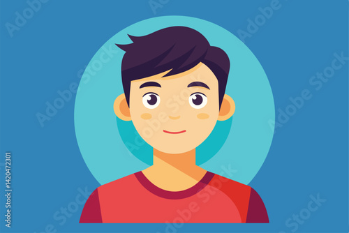A cheerful young individual with a bright smile showcases a lively personality in flat design, Young and happy Customizable Flat Illustration