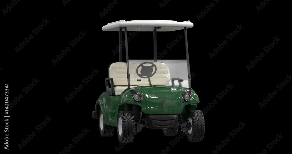 Golf Cart 360-Degree Rotating Animation on Transparent Background Golf Cart 360-Degree Rotating Animation on Transparent Background