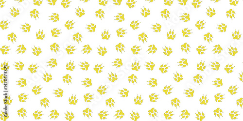 single color scatter seamless pattern with wolf footprints for wrapping, textile, wallpaper and other. animal footprints background