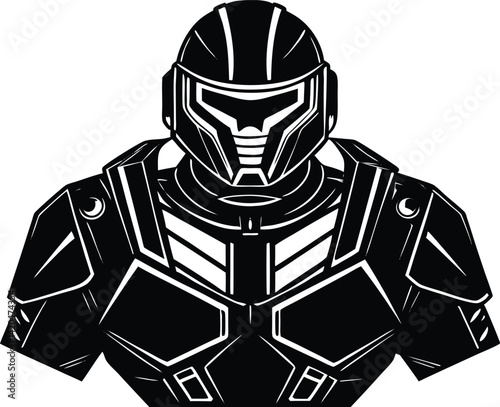 Silhouette of Futuristic soldier with helmet