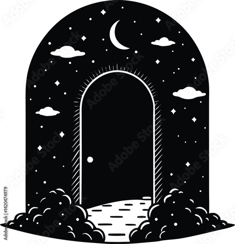 Silhouette of Portal opening in sky