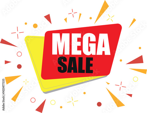 Mega Sale Tag with Abstract Shapes