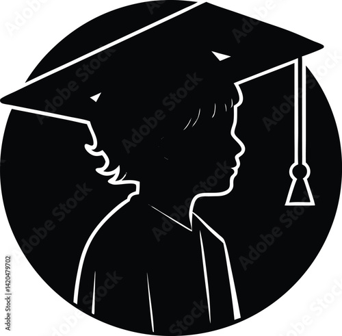 Silhouette of Child wearing graduation cap

