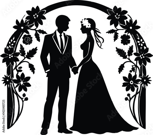 Silhouette of wedding couple

