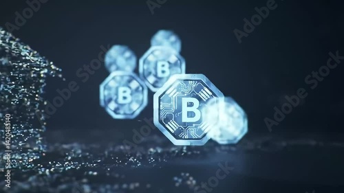 Tokenization Abstract Animation Concept - Real World Asset to Digital Token Blockchain Technology Finance Background