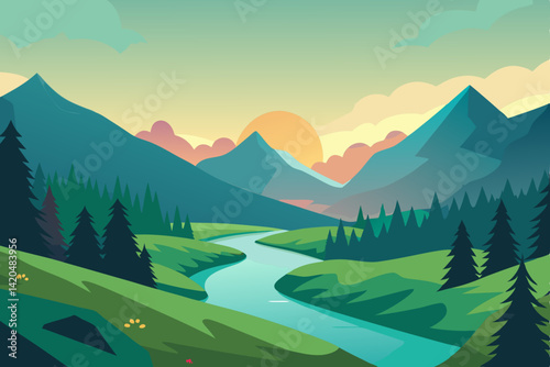 landscape with mountains