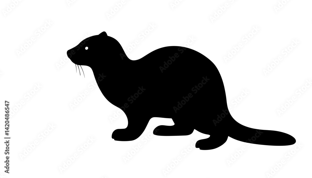 Fototapeta premium Silhouette of a weasel against a white background 
