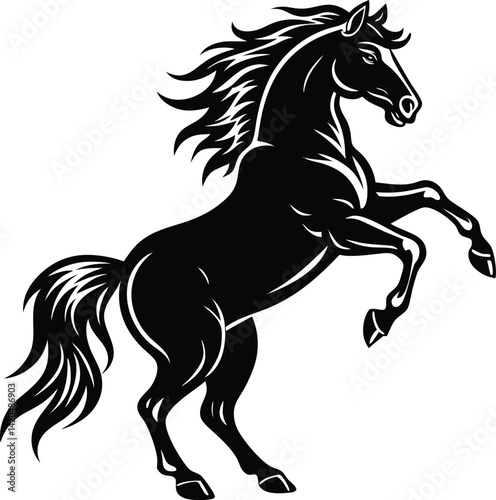 Silhouette of Horse rearing up, horse silhouette vector