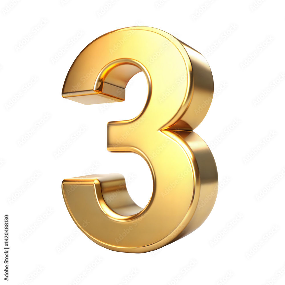 3D Golden Number 3 on Transparent Background. Golden 3D Number 3 Isolated PNG. 3D Golden Number 3 on Transparent Background. Golden 3D Number 3 Isolated PNG.