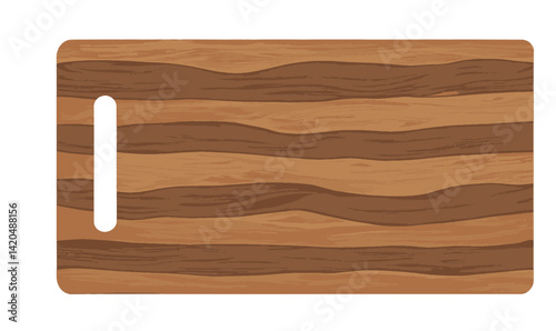 Walnut wood cutting board isolated background texture on white background. Vector illustration. Brown walnut wood cutting board on white background. Wooden chopping board.