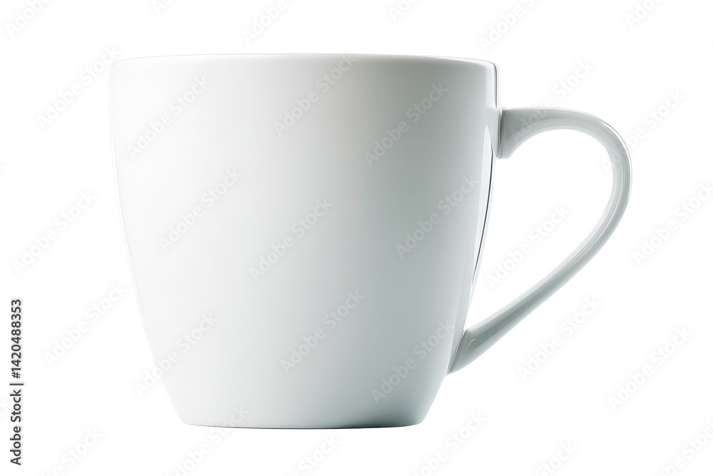 Obraz premium Porcelain Perfection: A Classic White Coffee Mug on a Clean Black Backdrop, Ready for Your Favorite Hot Beverage or Creative Design.