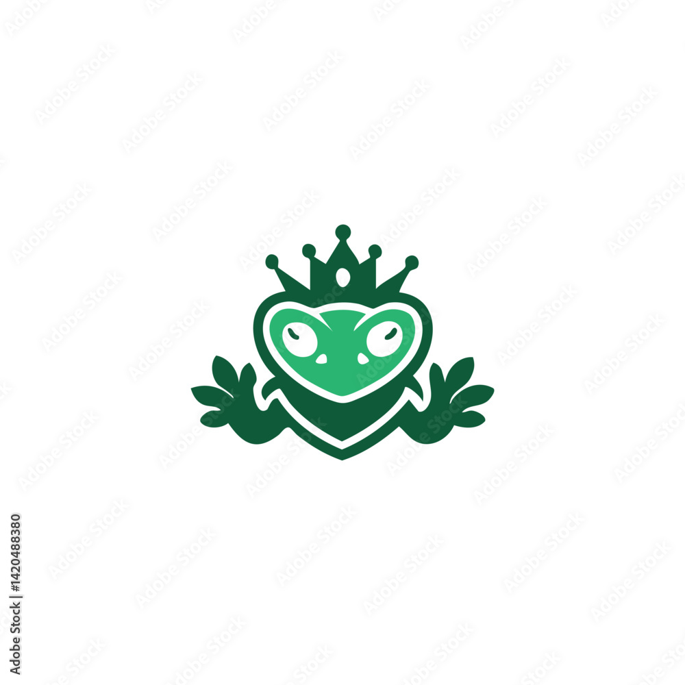 Fototapeta premium King Frog Logo Regal Amphibian Crowned Mascot