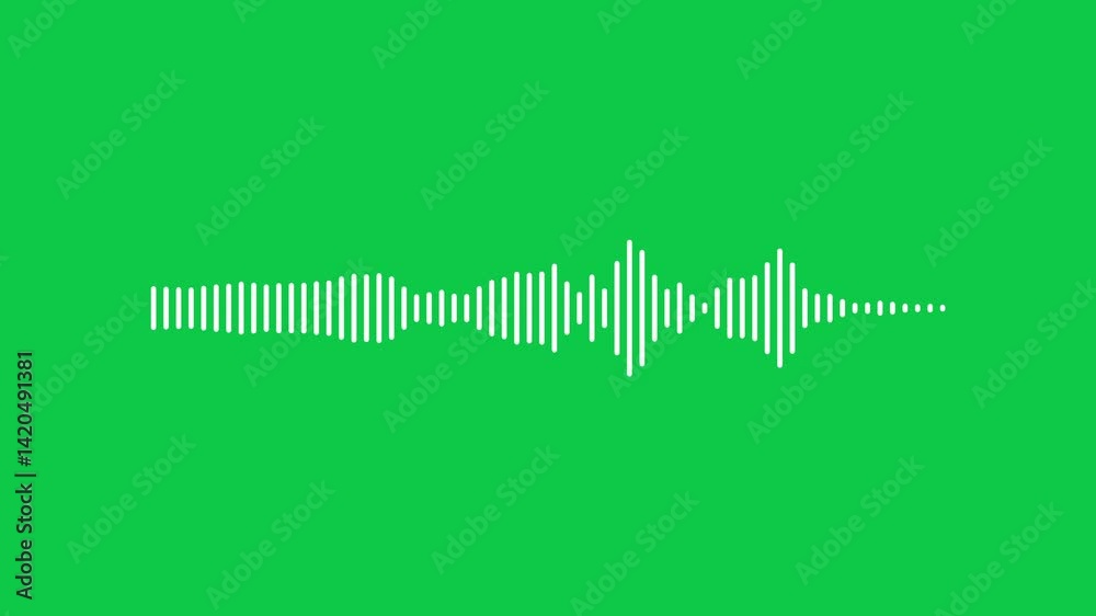 Music audio wave green screen effect for overlay. Simple Sound Animation, soundwave equalizer effect 4k.