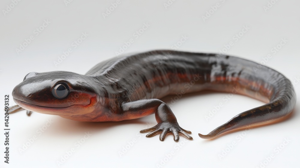 Fototapeta premium A close up image of a salamander on a white surface