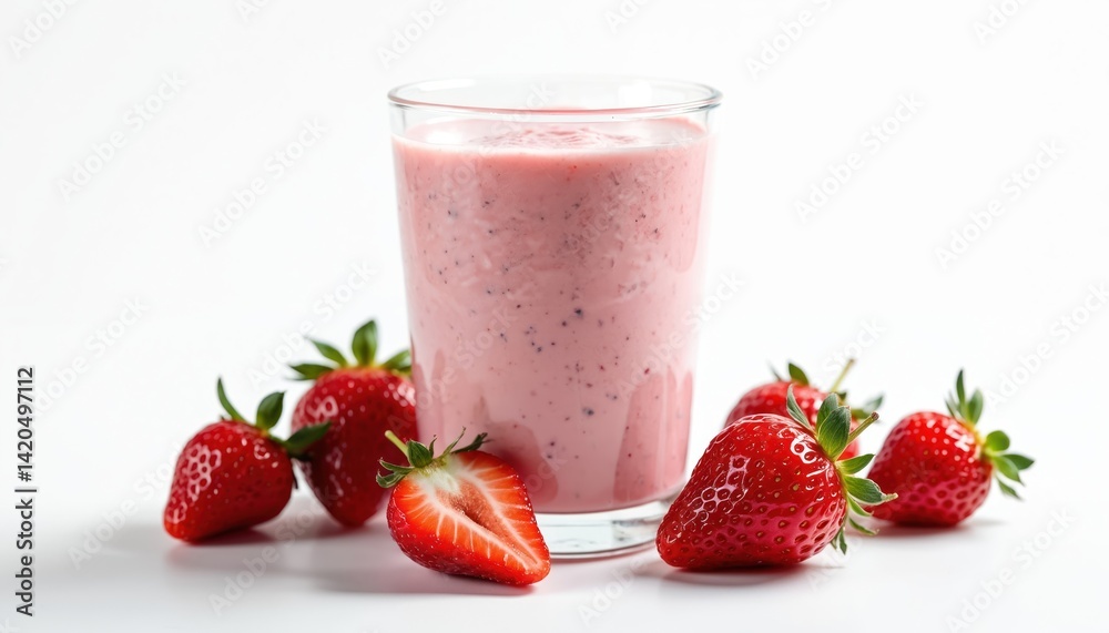 Glass strawberry smoothie isolated on white background. Fresh berries and yogurt smoothie. Milkshake with summer fruit, healthy breakfast drink, diet, weight loss. Glass strawberry smoothie isolated on white background. Fresh berries and yogurt smoothie. Milkshake with summer fruit, healthy breakfast drink, diet, weight loss.
