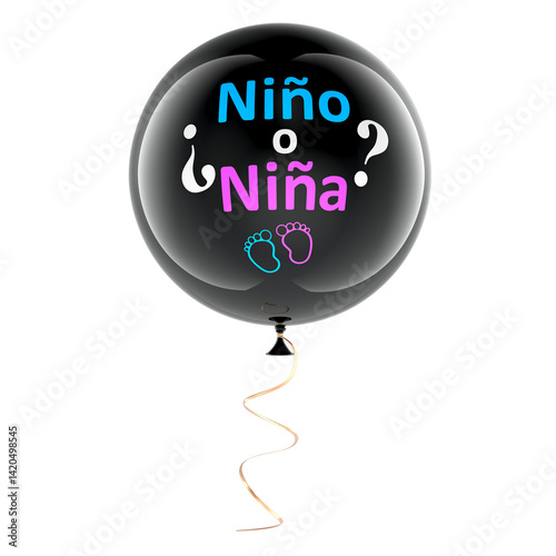 Obraz na płótnie Boy Or Girl Gender Reveal Balloon on Spanish. Gender reveal party or baby shower, concept. 3D rendering isolated on transparent background w salonie