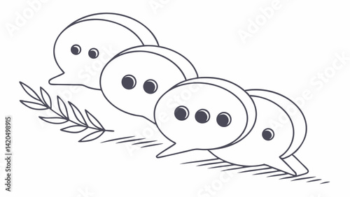 "Vector graphic layout of clean, empty chat bubbles and talk balloons with subtle shading, optimized for graphic design and cartoon dialogue."