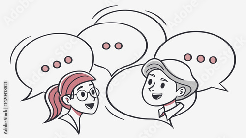 "Vector graphic layout of clean, empty chat bubbles and talk balloons with subtle shading, optimized for graphic design and cartoon dialogue."
